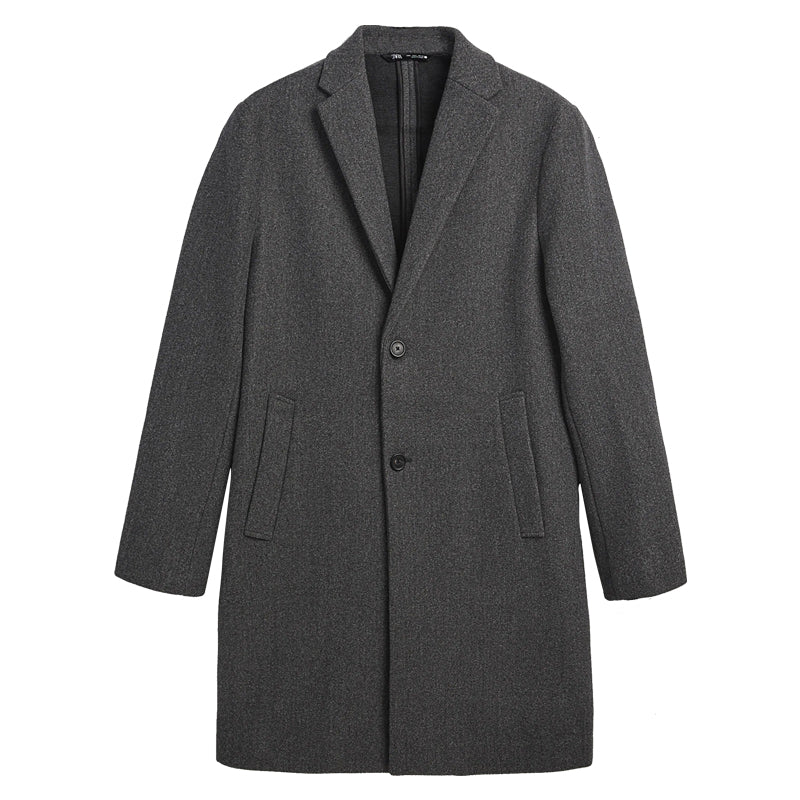Ashoreshop men's winter long suit Jackets Lapel collar mid-length coat