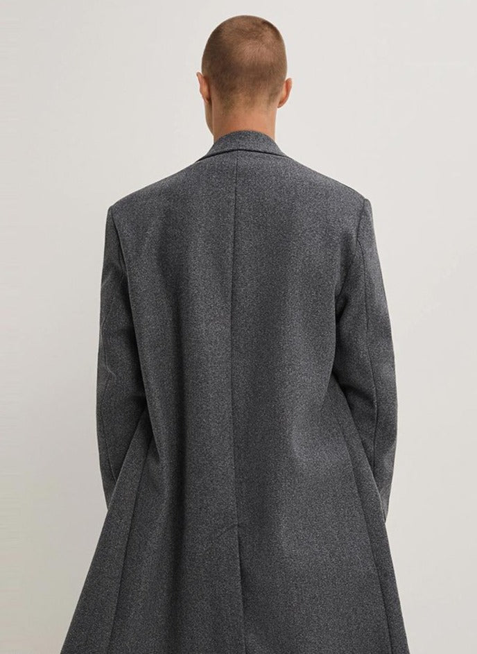Ashoreshop men's winter long suit Jackets Lapel collar mid-length coat