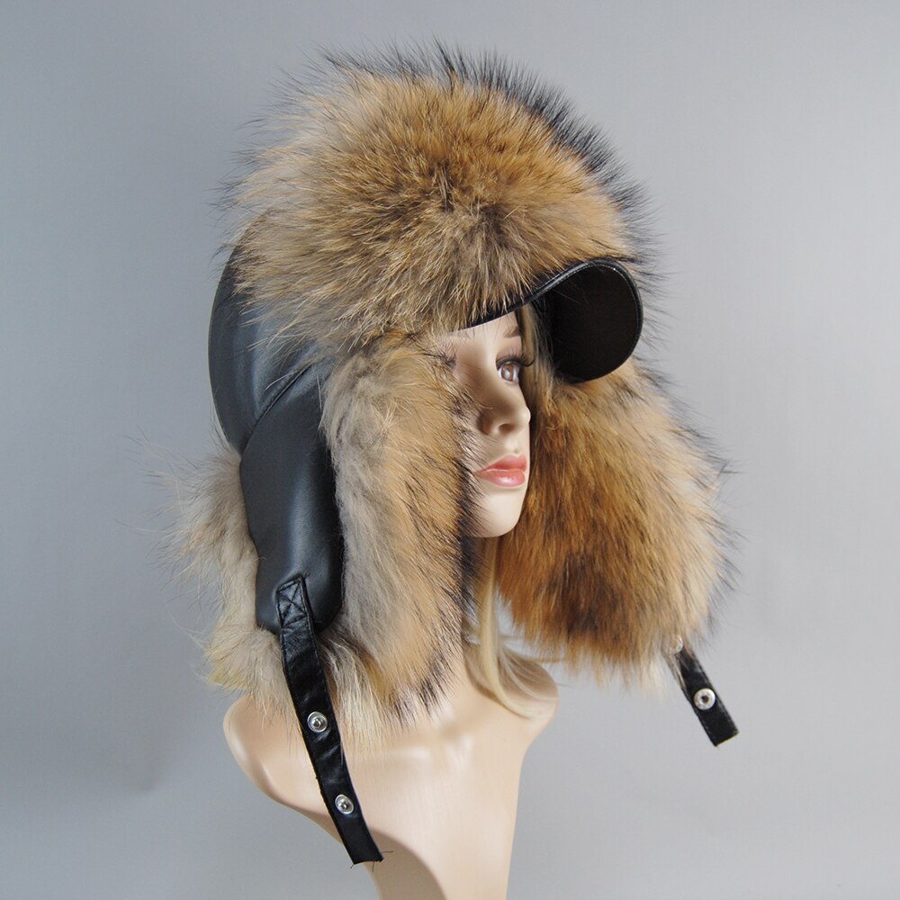 Ashore Shop Mens or Womens Bomber Style Real Fox Fur Winter Warm Hat