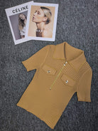 Ashore Boutique 2023 Summer Luxury Chain Design Polo Collar Slim Short Women Y2K Mini