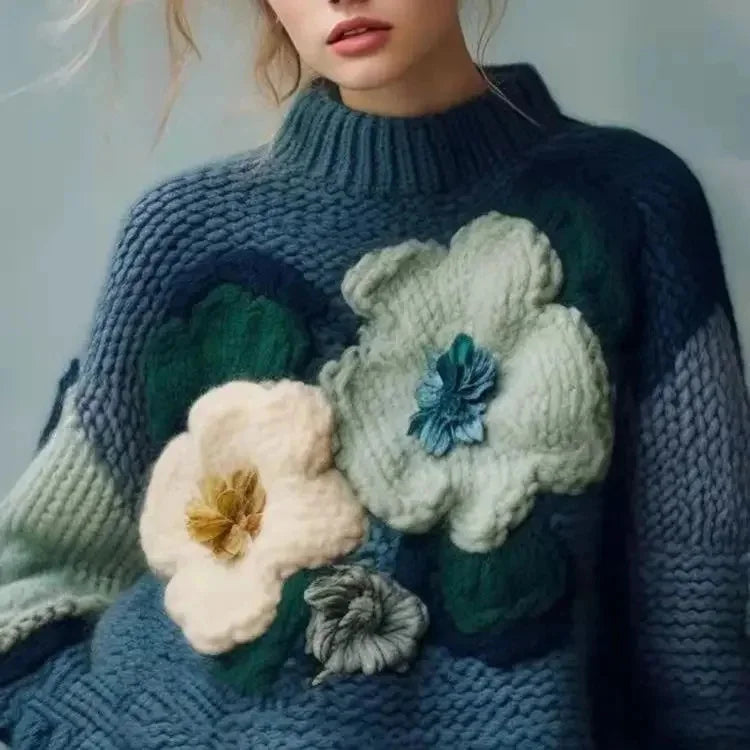 Ashore 3D Flower 4XL Oversized Knitted Sweaters Women Elegant Long Sle ASHORE SHOP