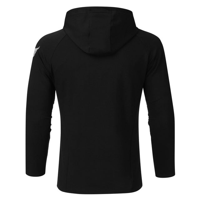 Mens Hoodie Knitted Jackets Zipper Front  fitness training Tops men's hooded jackets