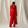 New Women's Two-Piece Set Elegant Party Suit Long Coat + Straight Pants