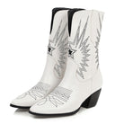 Ashoreshop Western Cowgirl Floral Boots For Women 2022 Pointed Toe Mid Calf Embroidery Boots