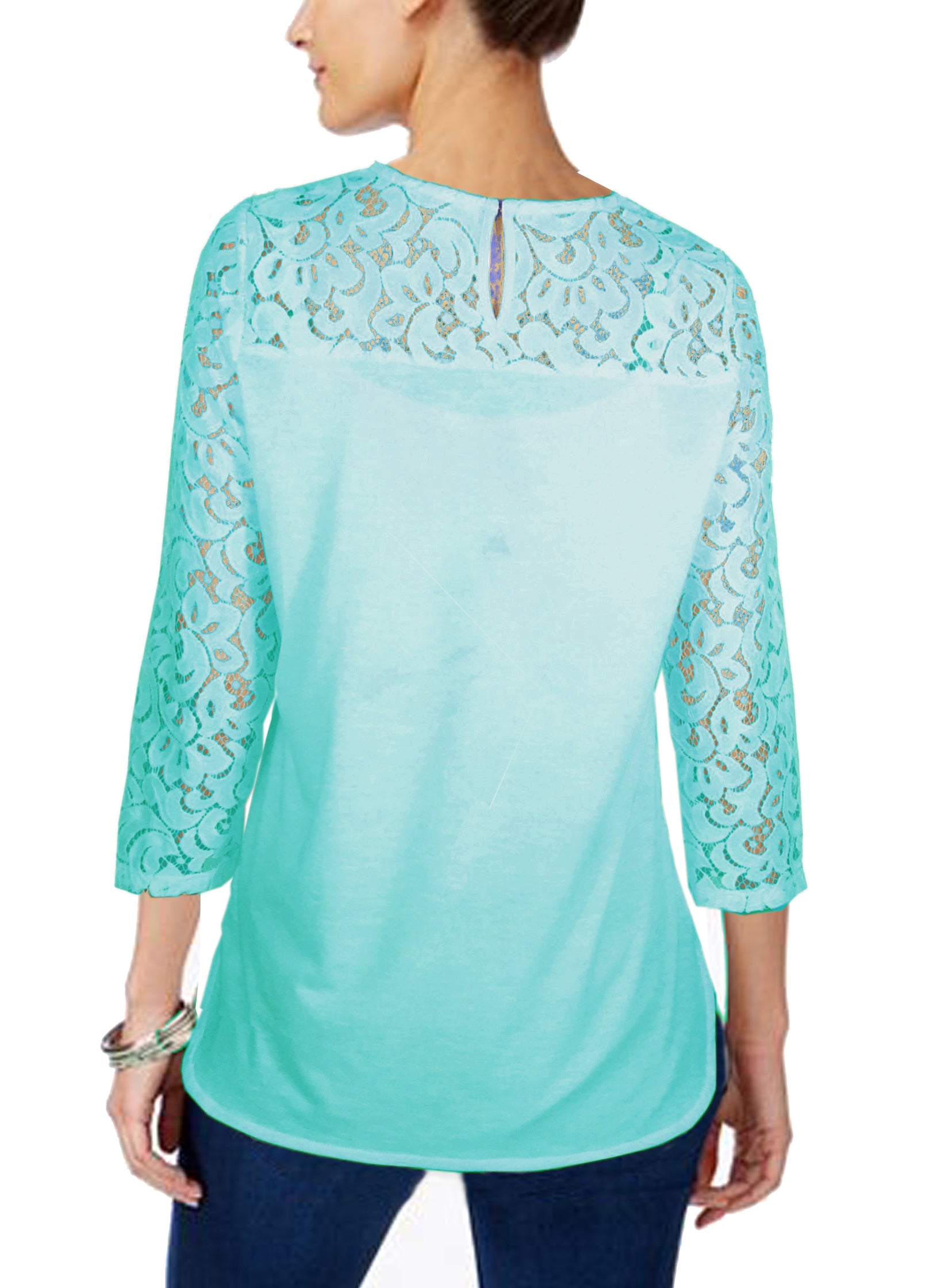 ASHORE WOMENS ELEGANT SHOULDER COTTON LACE TOPS