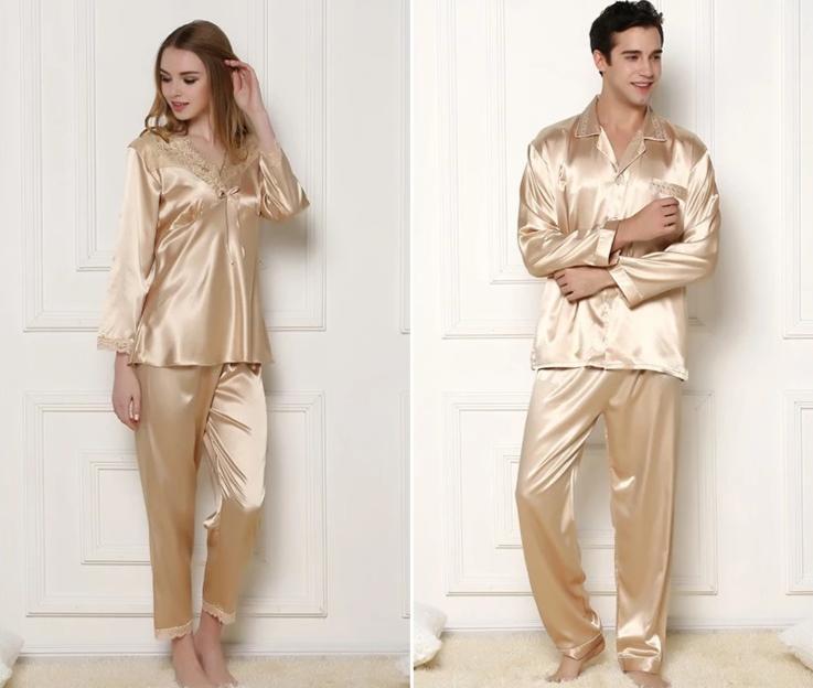 Couple Pajamas Golden Couple Spring Autumn Mens Ladies Long Sleeve Pajamas Golden Couple