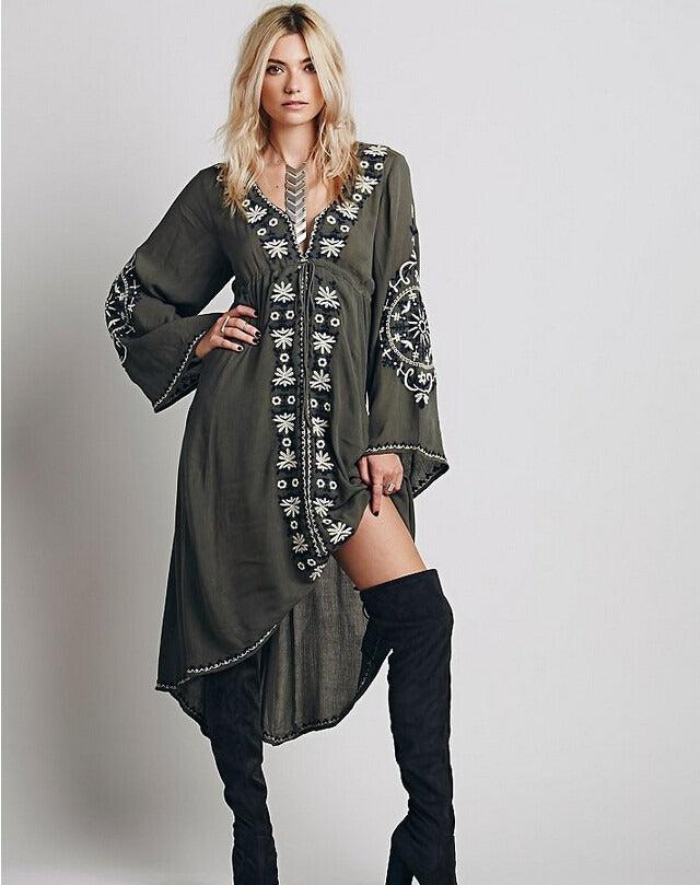 ASHORESHOP Long Beach Dresses Women Tunic Vintage Floral Embroidered C ASHORE SHOP ASHORESHOP Long Beach Dresses Women Tunic Vintage Floral Embroidered C ASHORE SHOP