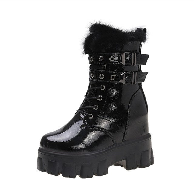 Winter Boots Women Winter Warm Fur Motorcycle Boots