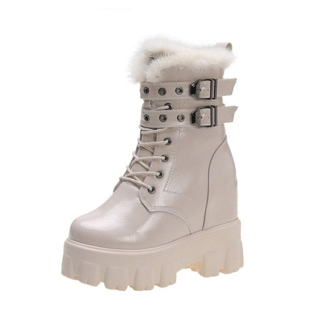 Winter Boots Women Winter Warm Fur Motorcycle Boots