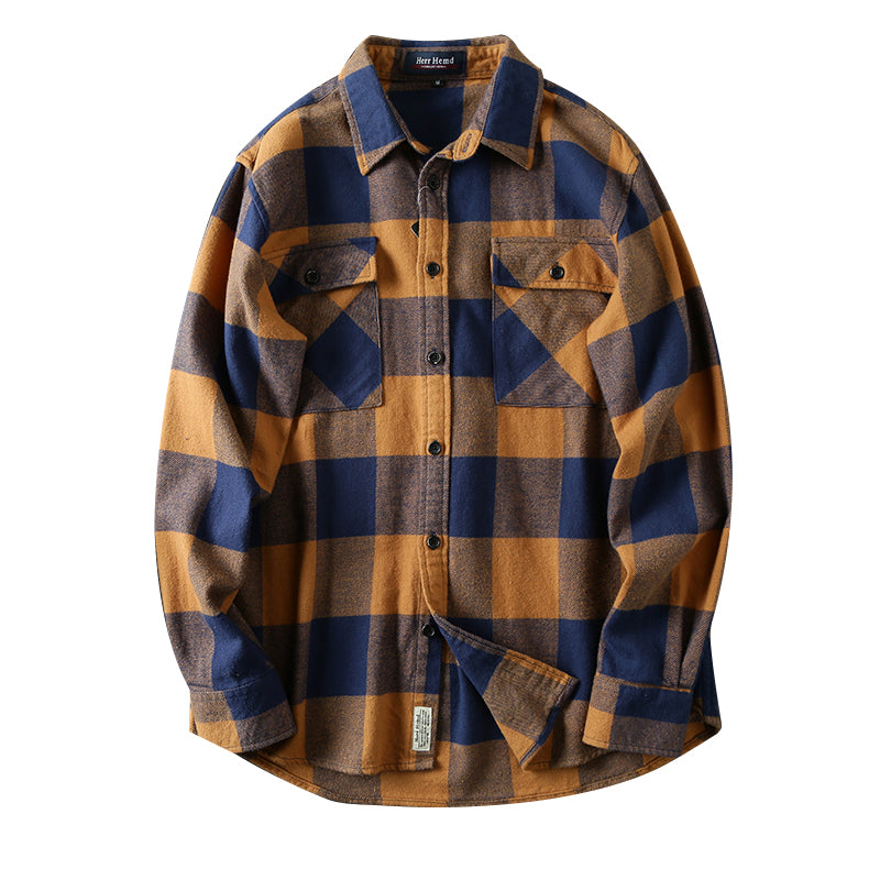 Ashore-Mens-Shop-autumn- winter-thickened-brushed-cotton-plaid -ong-sleeved-shirt-1