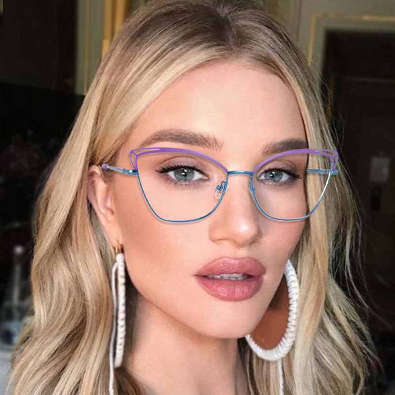 2023 Cat Eye Fashion Women Anti Blue Light Optical Prescription Glasses Frames Computer Eyeglasses