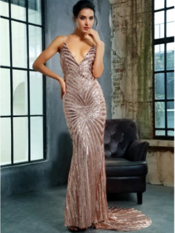 AshoreShop Gleaming Sequins Shapely Elegant Mermaid Long Dress to Dazzle