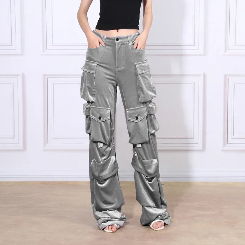 Ashore_Shop_b_Womens_Velvet_Cargo_Pants_Hip_Versatile_Casual_Pockets_Solid_Straight_High_Waist_Trousers_for_Female