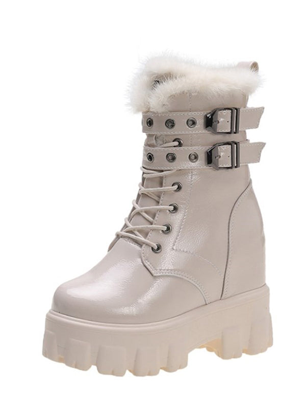 Winter Boots Women Winter Warm Fur Motorcycle Boots