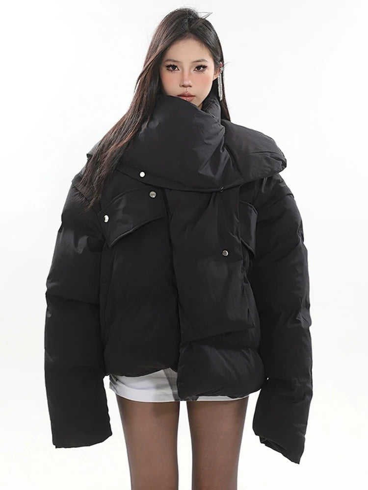 Ashoreshop-Fashion-Women-s-Scarf-Collar-Down-Jacket-Loose-Versatile-Detachable-Sleeve-Cotton-Padded-Coa2