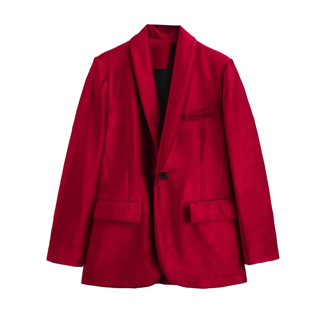 Ashoreshop-Red-Velvet-Oversized-Blazers-Women-Long-Sleeve-V-Neck-Pockets-Jackets-0