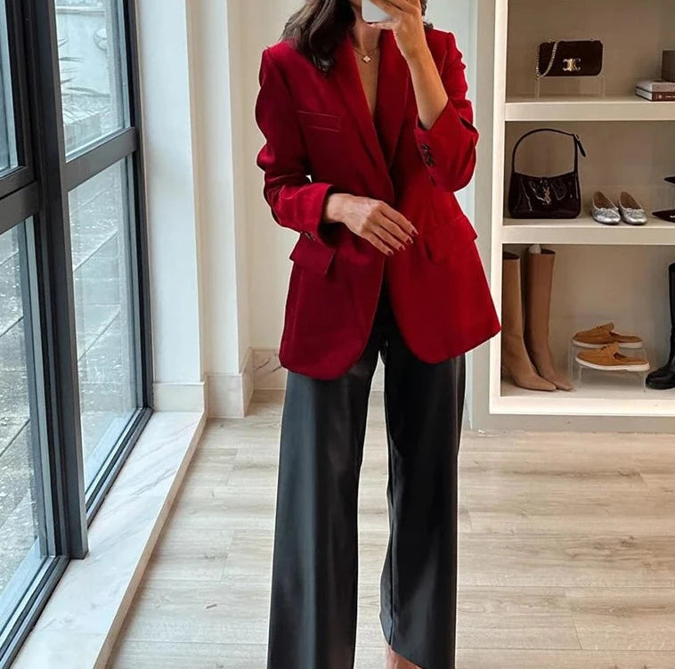 Ashoreshop-Red-Velvet-Oversized-Blazers-Women-Long-Sleeve-V-Neck-Pockets-Jackets-2