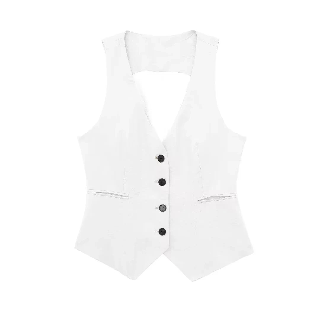 Ashoreshop-Women's Vest Linen Sleeveless Suit Vest for Women 20242