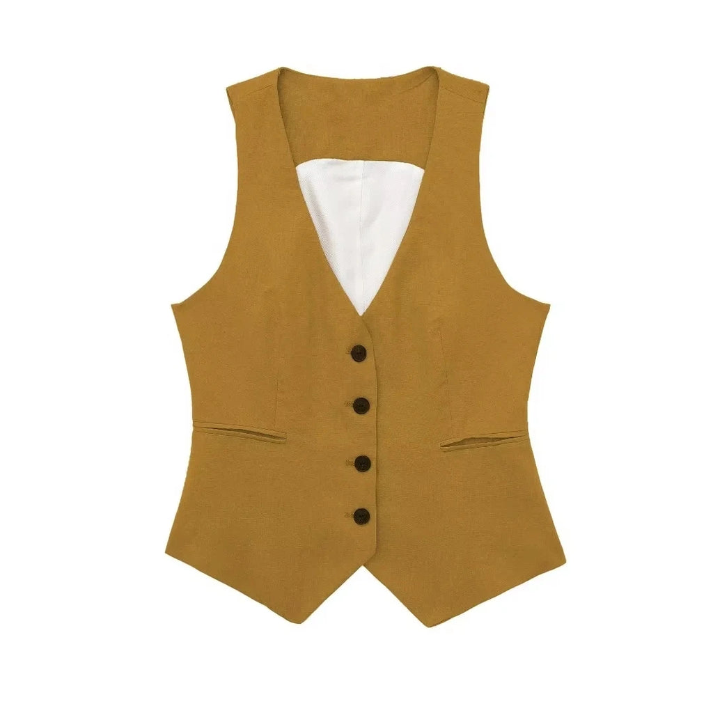 Ashoreshop-Women's Vest Linen Sleeveless Suit Vest for Women 20243
