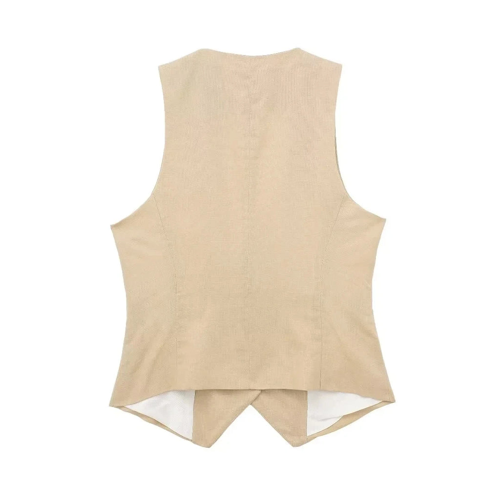 Ashoreshop-Women's Vest Linen Sleeveless Suit Vest for Women 20246