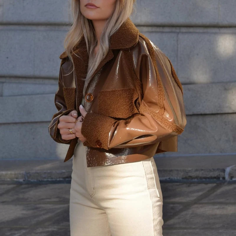 Ashoreshop-womens-leather-jackets-Shiny-short-leather-coats5