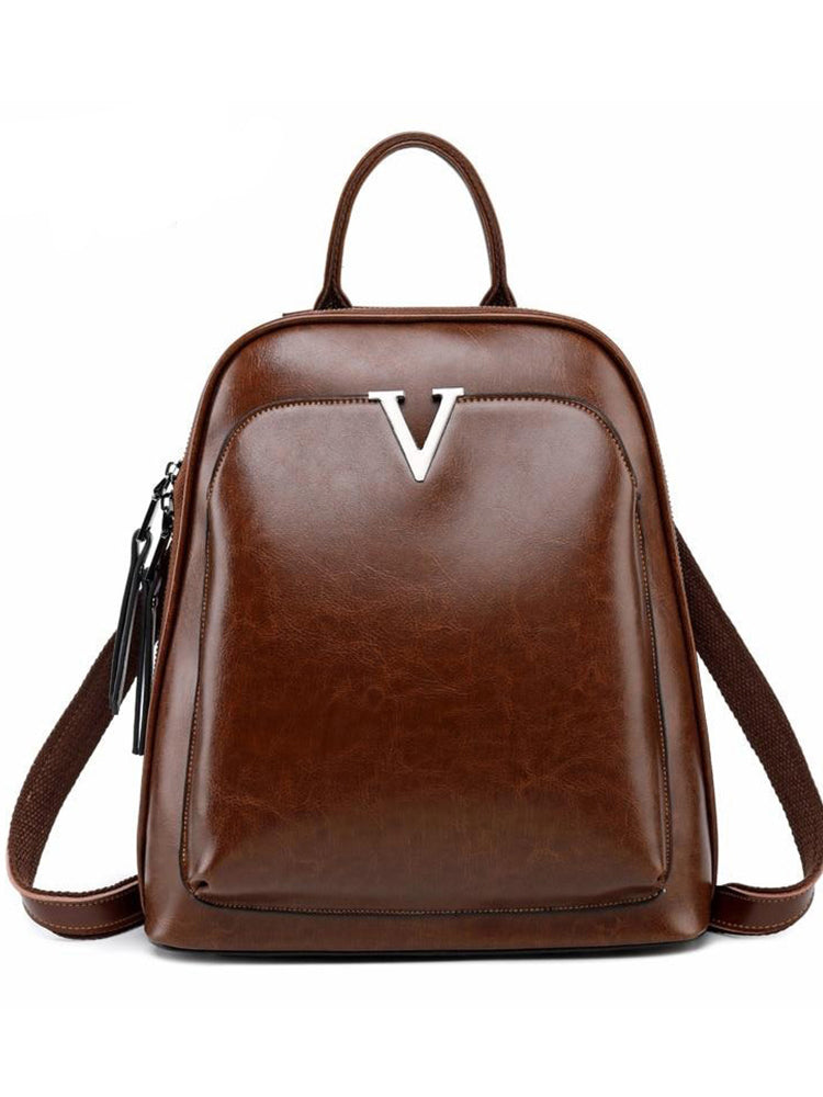 Women Vintage Backpack Female High Quality Leather Book School Bags