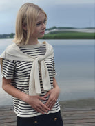 Ashoreshop Marian Stripe Attached Shawl Sweater Tops Women 2021 Summer Autumn