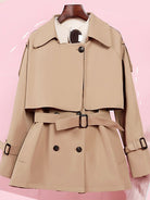 ASHORESHOP Spring Autumn Short Trench Coat Modern Classic Short Coat with Flange Hot sale