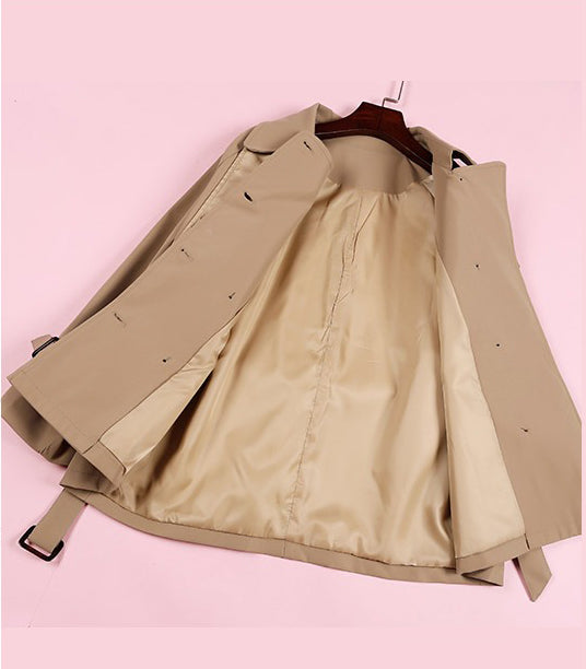 ASHORESHOP Spring Autumn Short Trench Coat Modern Classic Short Coat with Flange Hot sale
