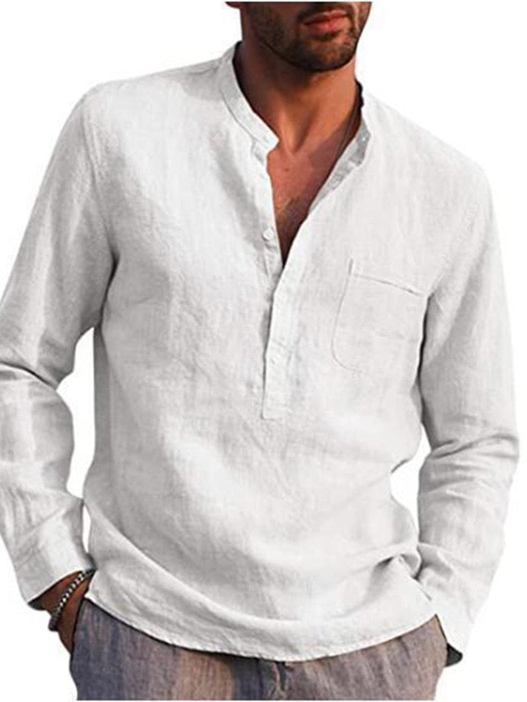 Mens linen shirts cotton blouse 2022