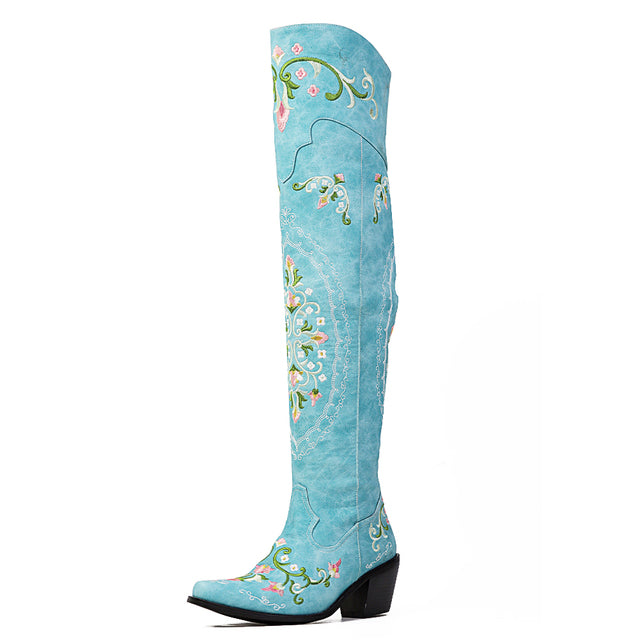 Cowgirl Boots Embroidered Western Knee High Boots