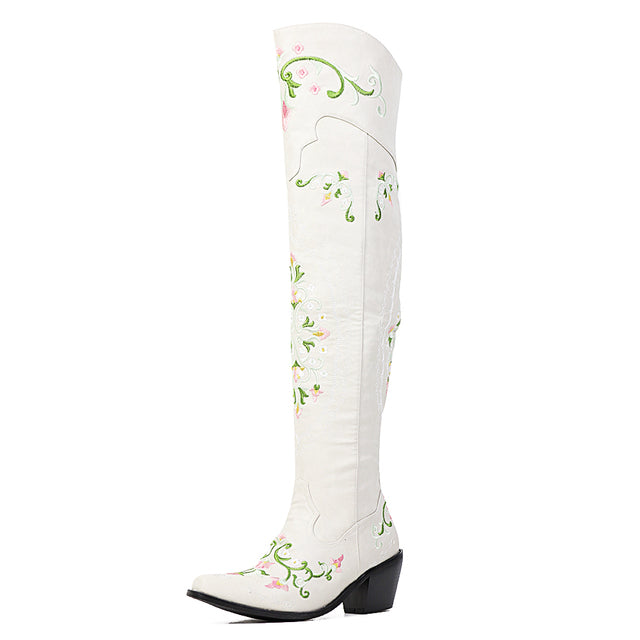 Cowgirl Boots Embroidered Western Knee High Boots