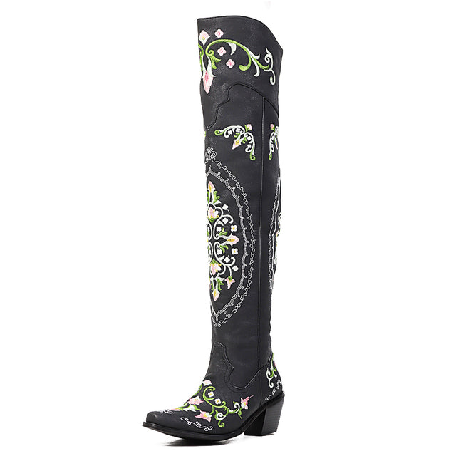 Cowgirl Boots Embroidered Western Knee High Boots