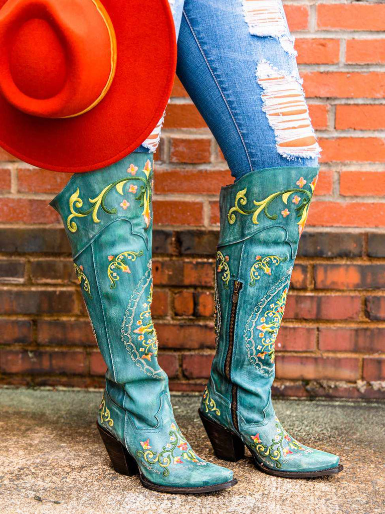 Cowgirl Boots Embroidered Western Knee High Boots