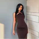 Ashoreshop Halter Straps Halter Hot Sexy Backless Summer Midi Dress for Women