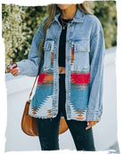 Jeans Casual Jackets 2022 Cowgirl jackets Western Denim Coat Ethnic Patchwork Denim Coat