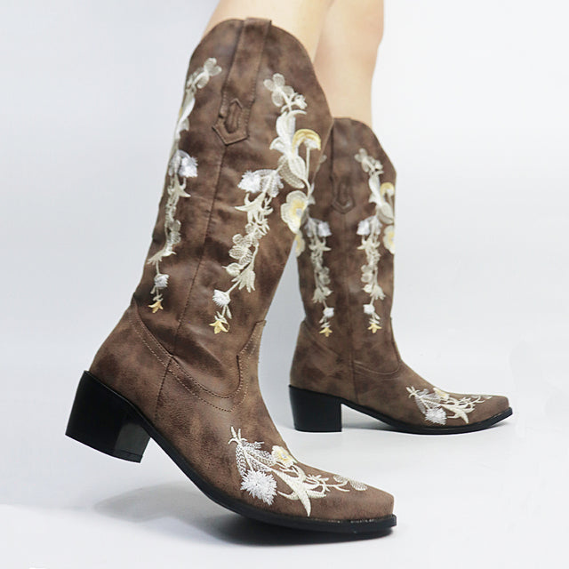 Cowgirls-Cowboy-Ashoreshop-Women-Western-Boots-Heart-Floral-Mid-Calf-Stacked-Heeled-Platform-Embroidery-Shoes-Ridding-Boots