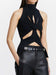 Ashore Shop 2023 Summer Women's Knitted Tops New Fashion High Collar Hollow Out Kink Sleeveless Solid Color Tank Tops Female 