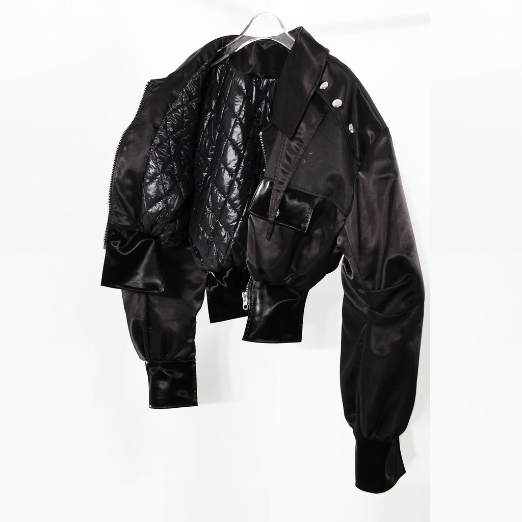 2022 Autumn Women Motorcycle Jackets Zipper Spliced Short Faux Leather Coat