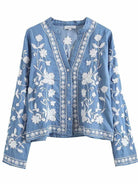 Western Boho Vintage Denim Cotton Blue Embroidery Car