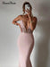 fitted lace wedding dress V-Neck Long Sleeve Split Maxi Dress XH1221