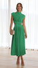 cut out summer midi dress Foridol Stand Collar Waist Cut Out Women Summer Midi Dress Green Sleeveless A-line Holiday Beach Solid Vestidos Party New Robe