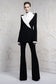 Two Pieces Black Womem Suits With Big White Lapel Business Suits ladies (Jacket+Pants)