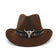Men Women Western Cowboy Hat With Cow Head Band Wide Brim Hat