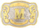 Rectangle gold Western Belt Buckle Initial Letters ABCDMRJ to Z Cowboy Rodeo Small Gold Belt Buckles for Men Women