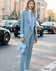 Modern Light Blue Womens Formal Tuxedo Suits Women Custom Made 2 Pieces Suits