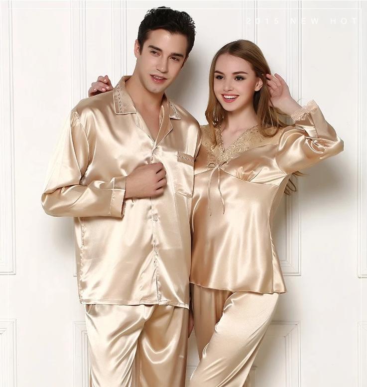 Couple Pajamas Golden Couple Spring Autumn Mens Ladies Long Sleeve Pajamas Golden Couple