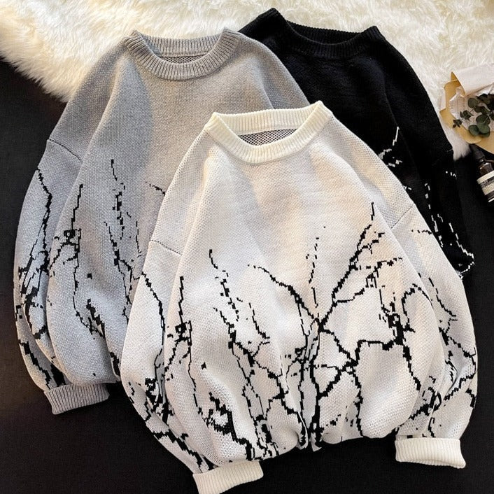 Winter Tree Sweaters Women Clothes Vintage Harajuku Oversized Pullover Sweater