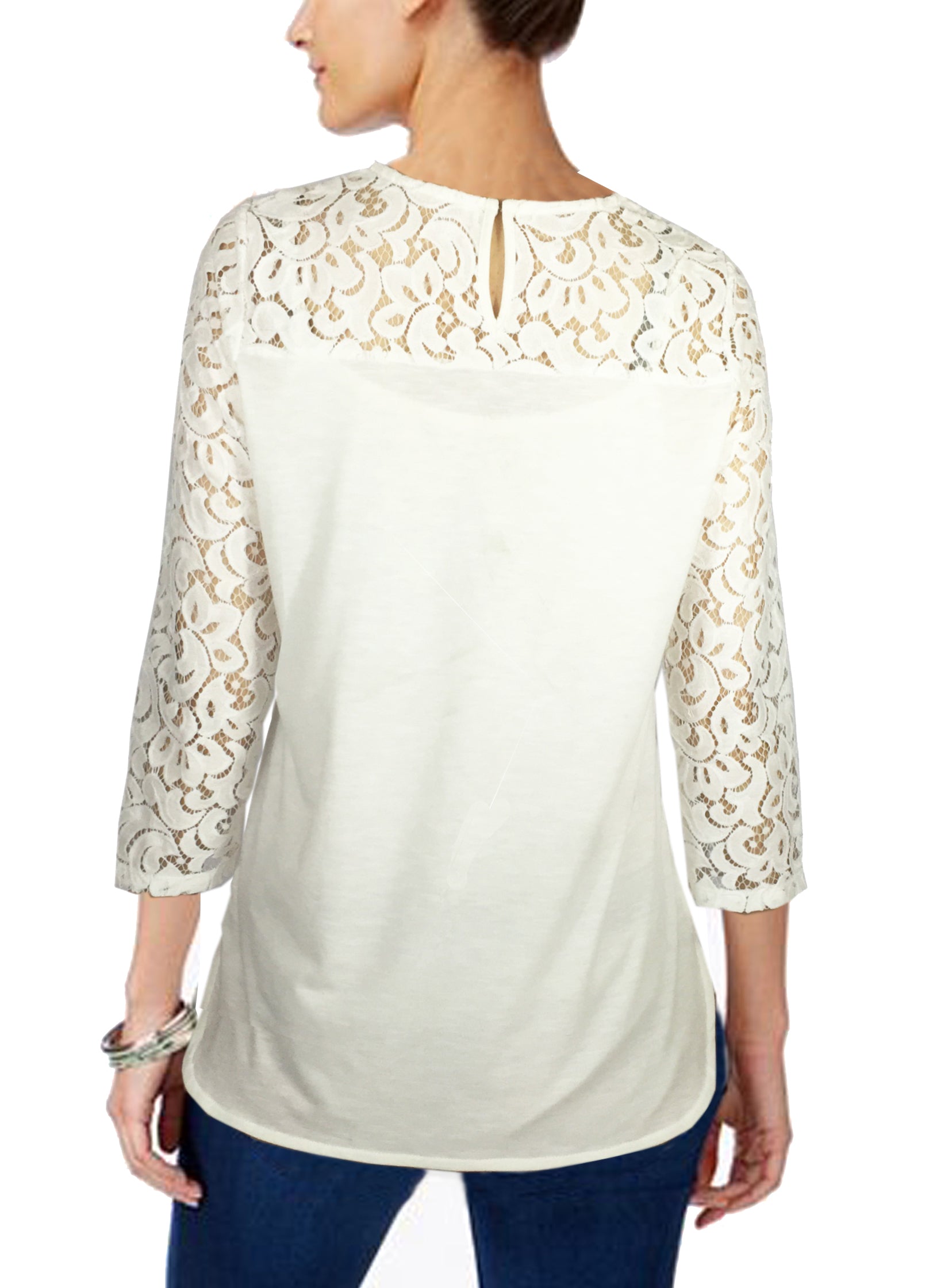 ASHORE WOMENS ELEGANT SHOULDER COTTON LACE TOPS