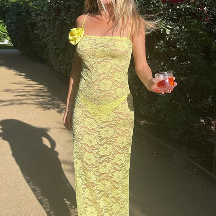 see through casual maxi dress Mesh See Through Maxi Dress